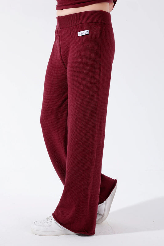 Burgundy knitted pants