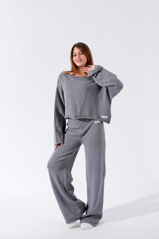Gray knitted set